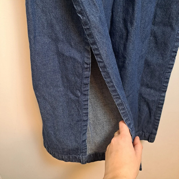 Vintage Boston Proper Button Up 3/4 Sleeve 90s Grunge Side Slits Maxi Dress S 16 - Picture 7 of 8